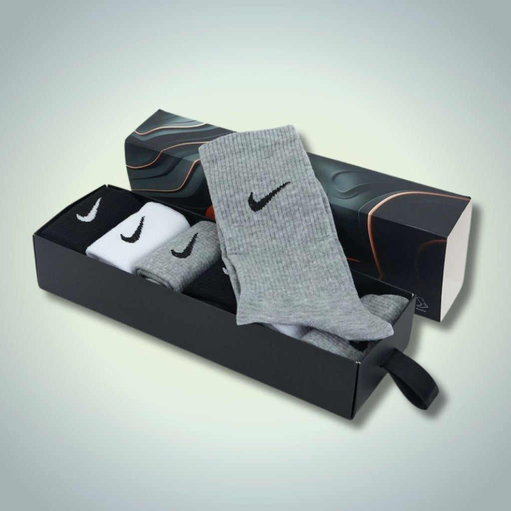 Nike Sada 6 dlhých pánskych ponožiek, 40-45. Čierna, sivá, biela. Prémiová kvalita
