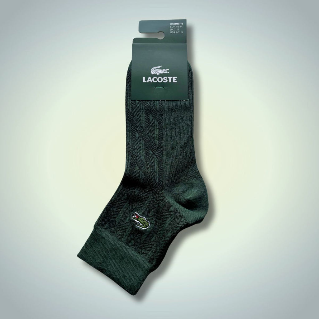 Lacoste Pánske členkové ponožky, 40-44. Tmavozelený žakár. Prémiová kvalita