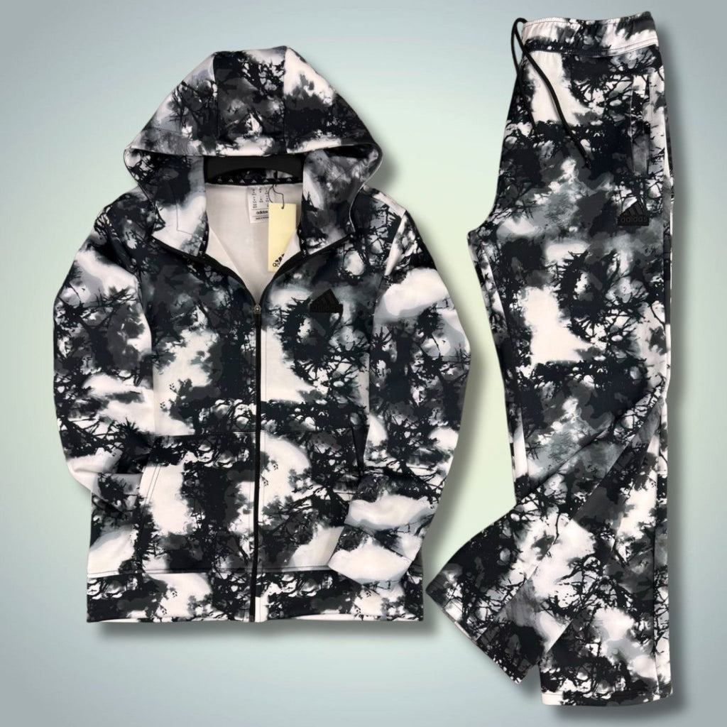 Adidas pánska tepláková súprava 2025, rozmazaný vzor, čierne. Prémiová kvalita