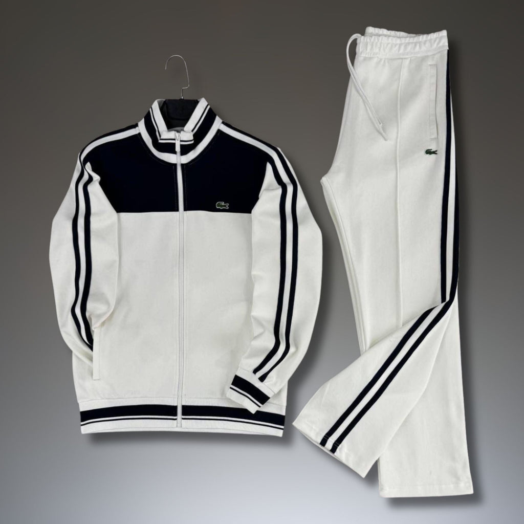 Pánska tepláková súprava Lacoste, bielo-čierna, model 2026, prémiová kvalita