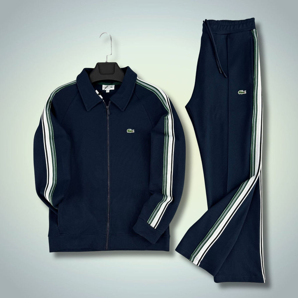 Pánska tepláková súprava Lacoste, tmavomodrá s pruhom, model 2026, prémiová kvalita