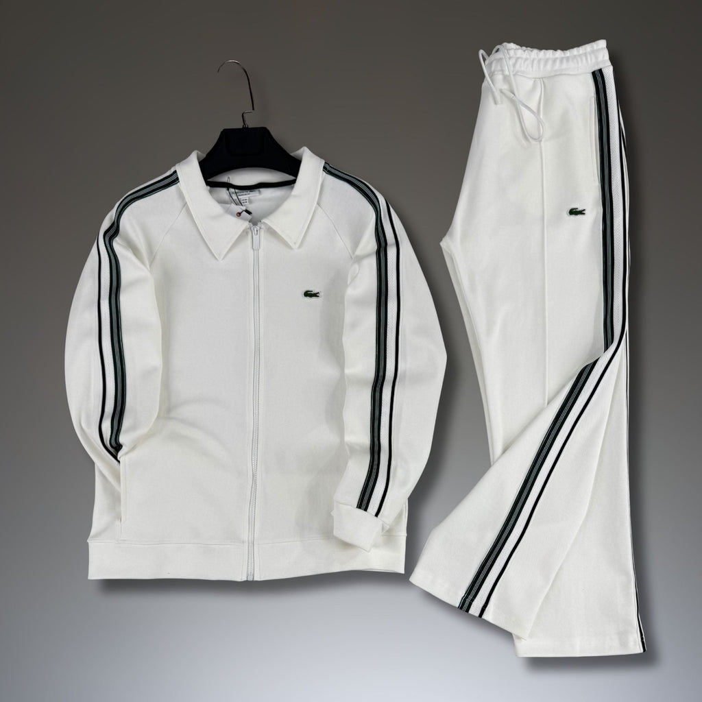 Pánska tepláková súprava Lacoste, biela s pruhom, model 2026, prémiová kvalita