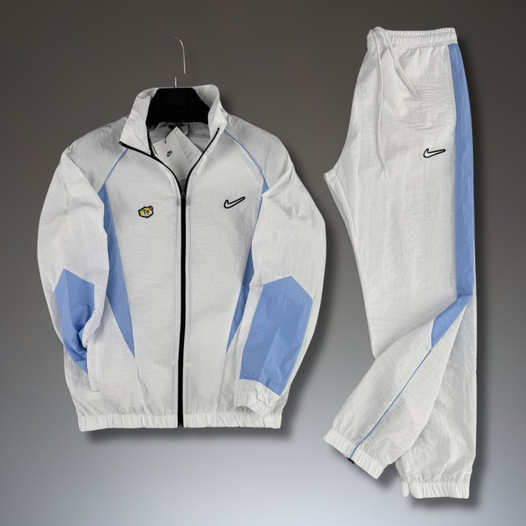 Nike TN pánska nepremokavá tepláková súprava, bielo-svetlomodrá. Prémiová