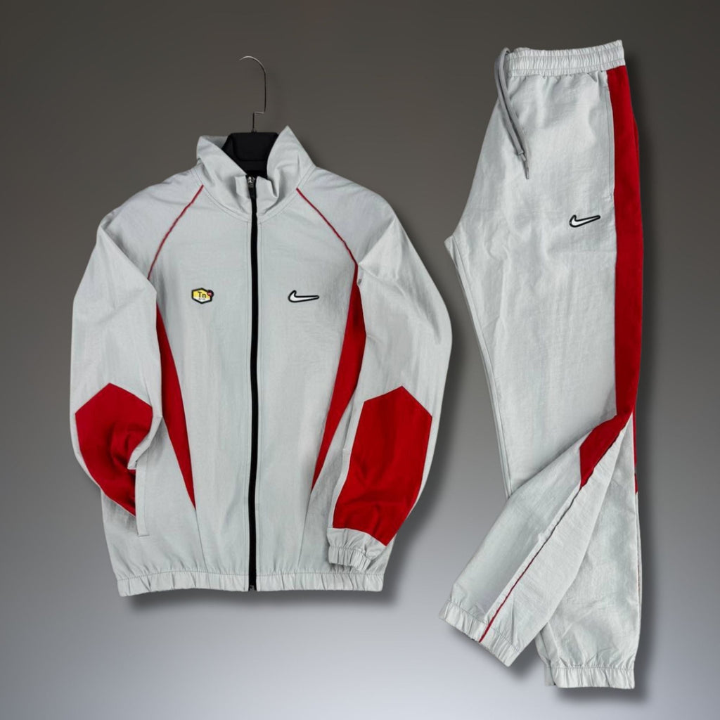 Nike TN pánska nepremokavá tepláková súprava, bielo-červená. Prémiová
