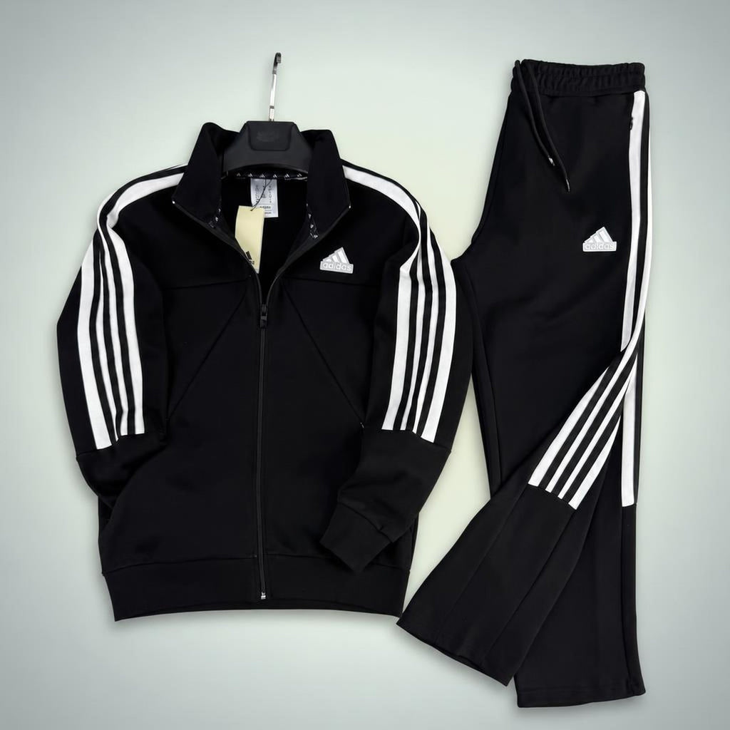 Adidas pánska športová súprava s tromi bielymi pruhmi, čierna. Prémiová kvalita