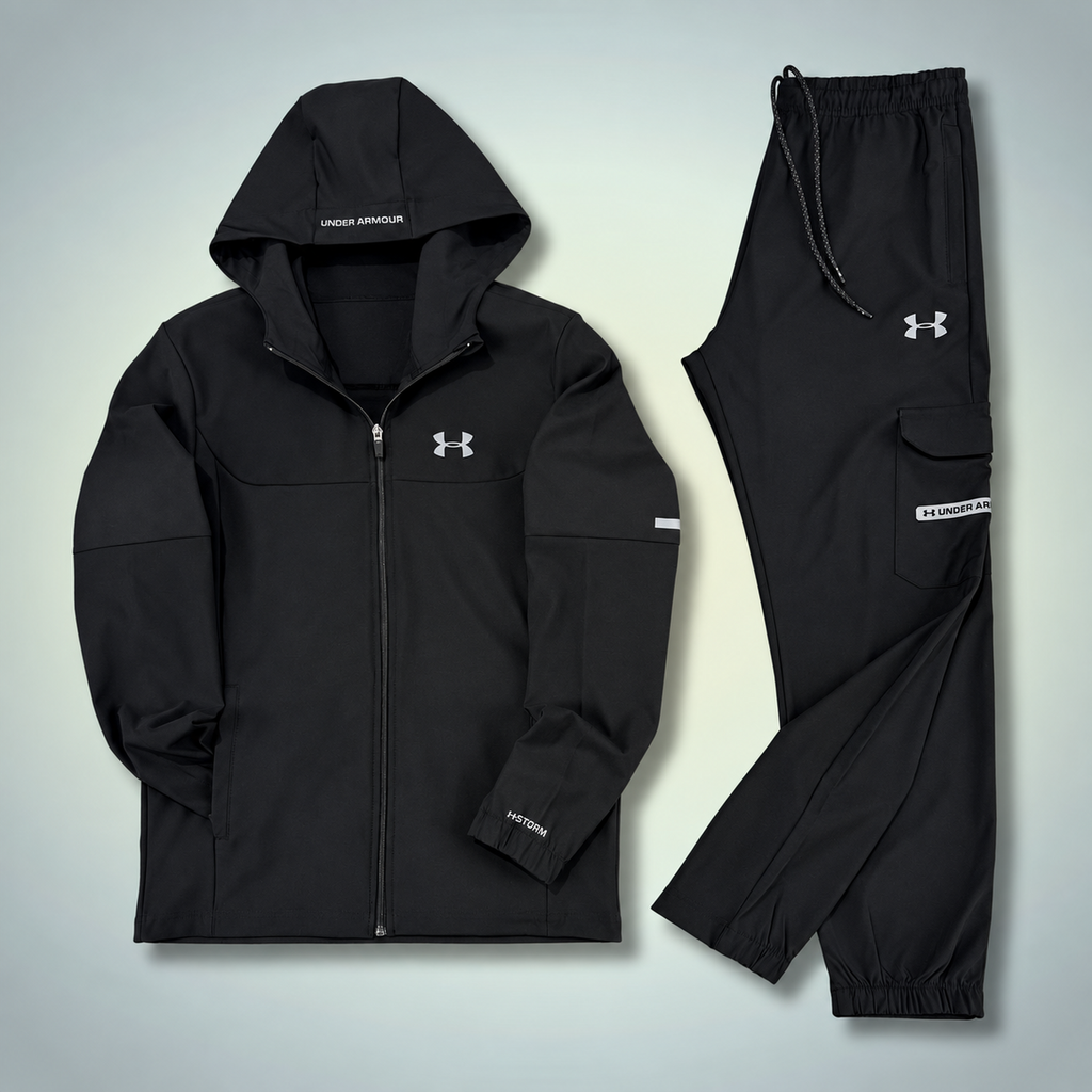 Under Armour pánska nepremokavá tepláková súprava s cargo vreckom, čierna. Prémiová kvalita