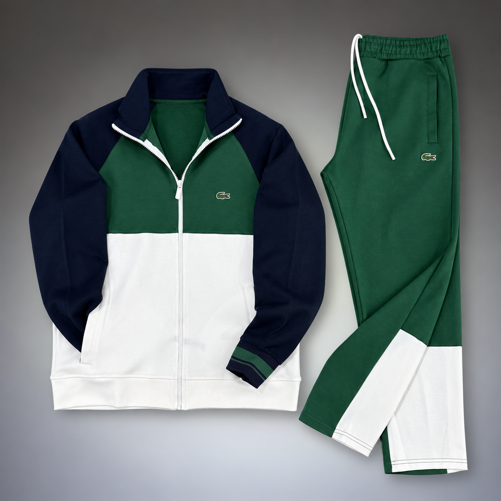 Lacoste pánska športová súprava, tri farby, tmavomodrá - zelená - biela. Prémiová kvalita
