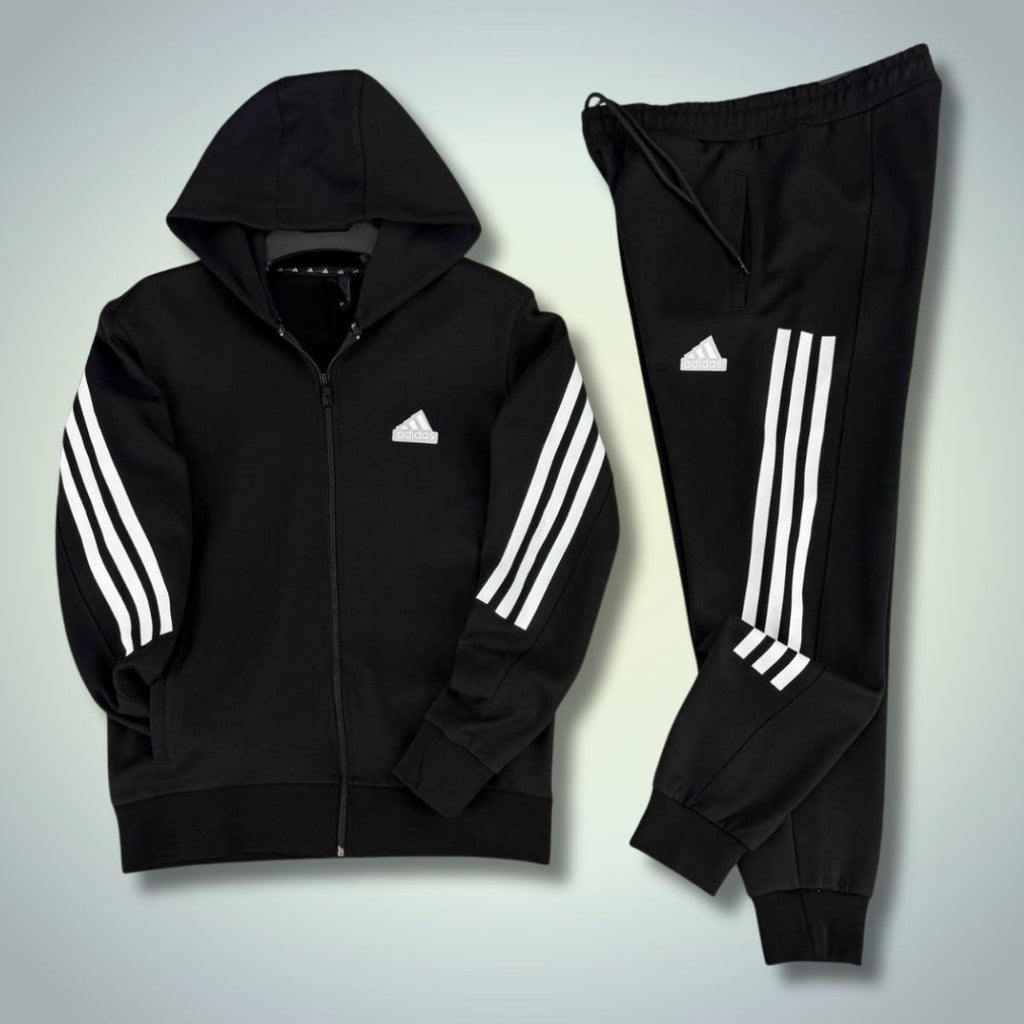 Adidas pánska tepláková súprava 2025, zvislé pruhy, čierna. Prémiová kvalita