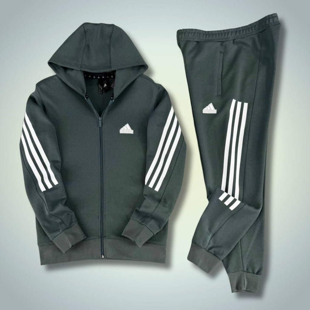 Adidas pánska tepláková súprava 2025, zvislé pruhy, šalviovo zelená. Prémiová kvalita