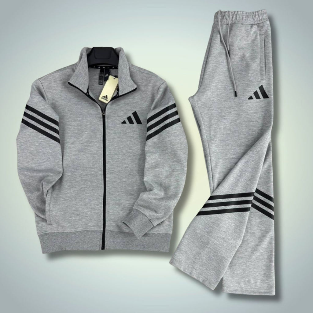 Adidas pánska tepláková súprava 2025, vertikálne pruhy, klasická sivá. Prémiová kvalita