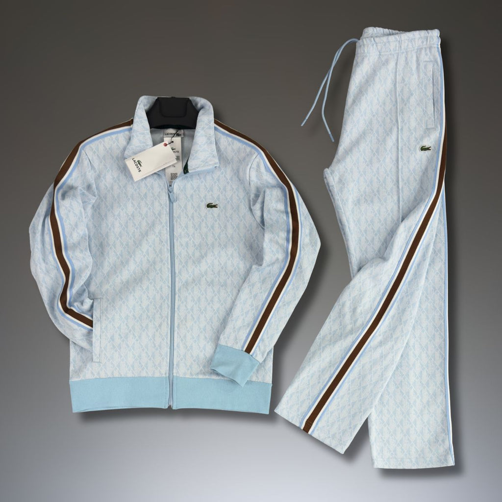 Pánska tepláková súprava Lacoste, žakárový monogram, svetlomodrá. Prémiová kvalita