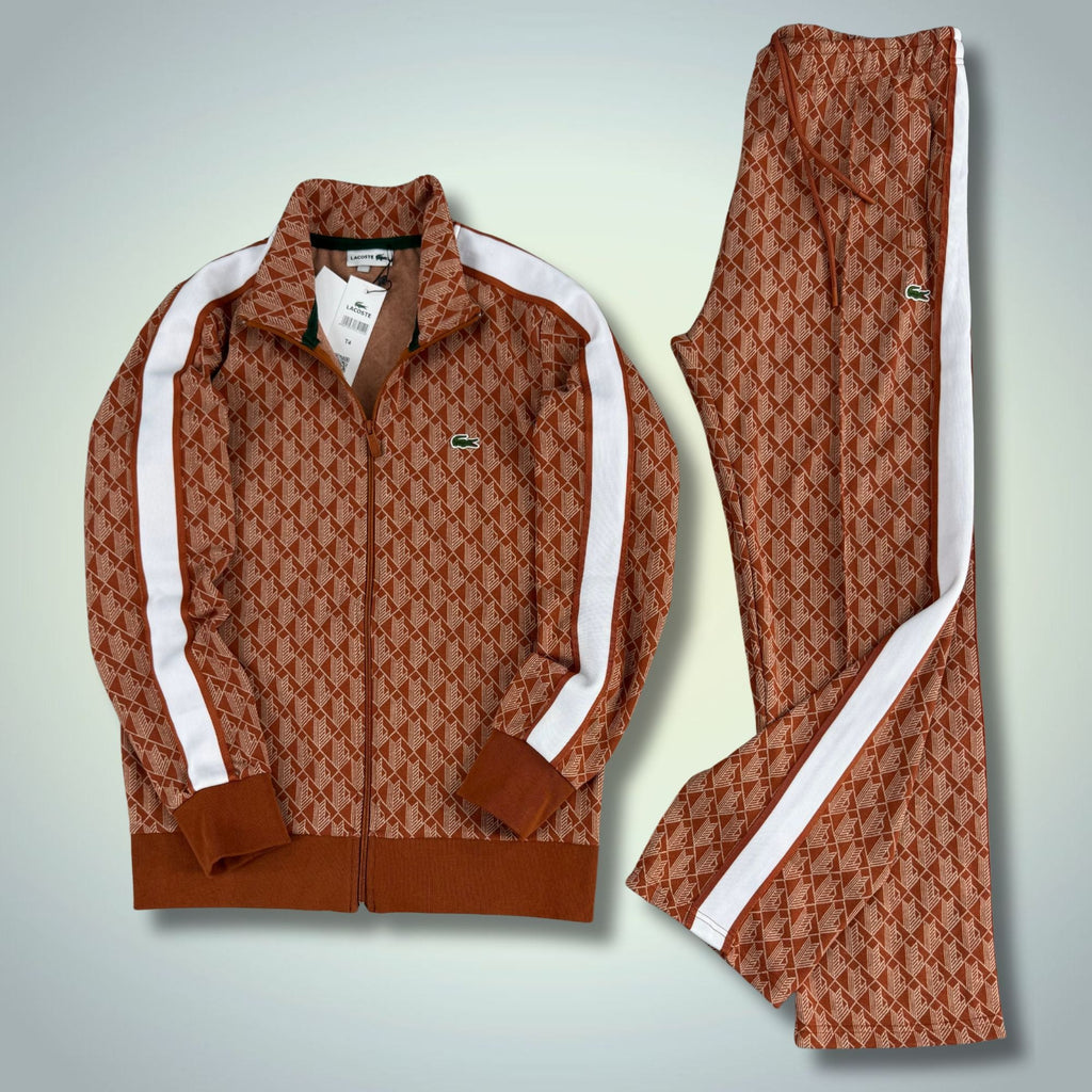 Pánska tepláková súprava Lacoste, Jacquard Monogram, béžová, Model 2025. Prémiová kvalita