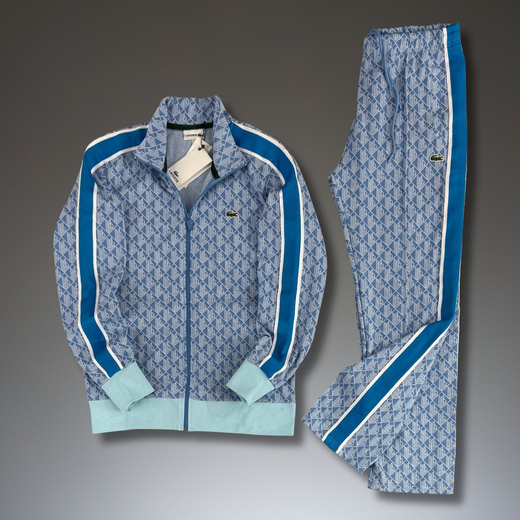 Pánska tepláková súprava Lacoste, Jacquard Monogram, oceánovo modrá, Model 2025. Prémiová kvalita