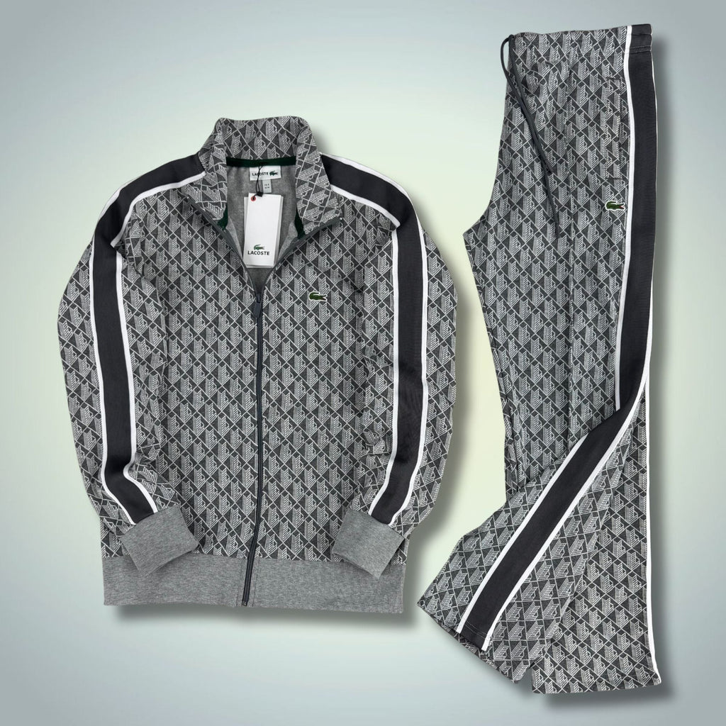 Pánska tepláková súprava Lacoste, Jacquard Monogram, grafitová, Model 2025. Prémiová kvalita