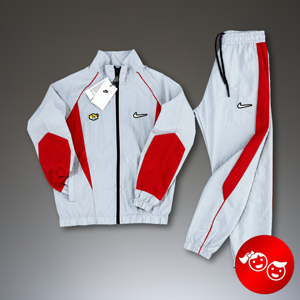 Nike TN detská nepremokavá športová súprava, svetlosivá - červená. Prémiová kvalita