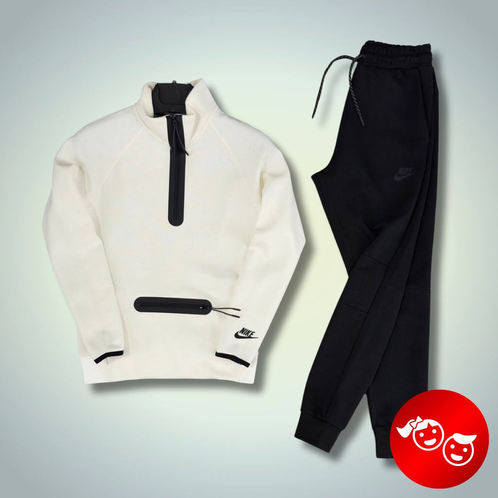 Detská tepláková súprava Nike Tech Fleece, biela - čierna. Model 2024. Prémiová kvalita