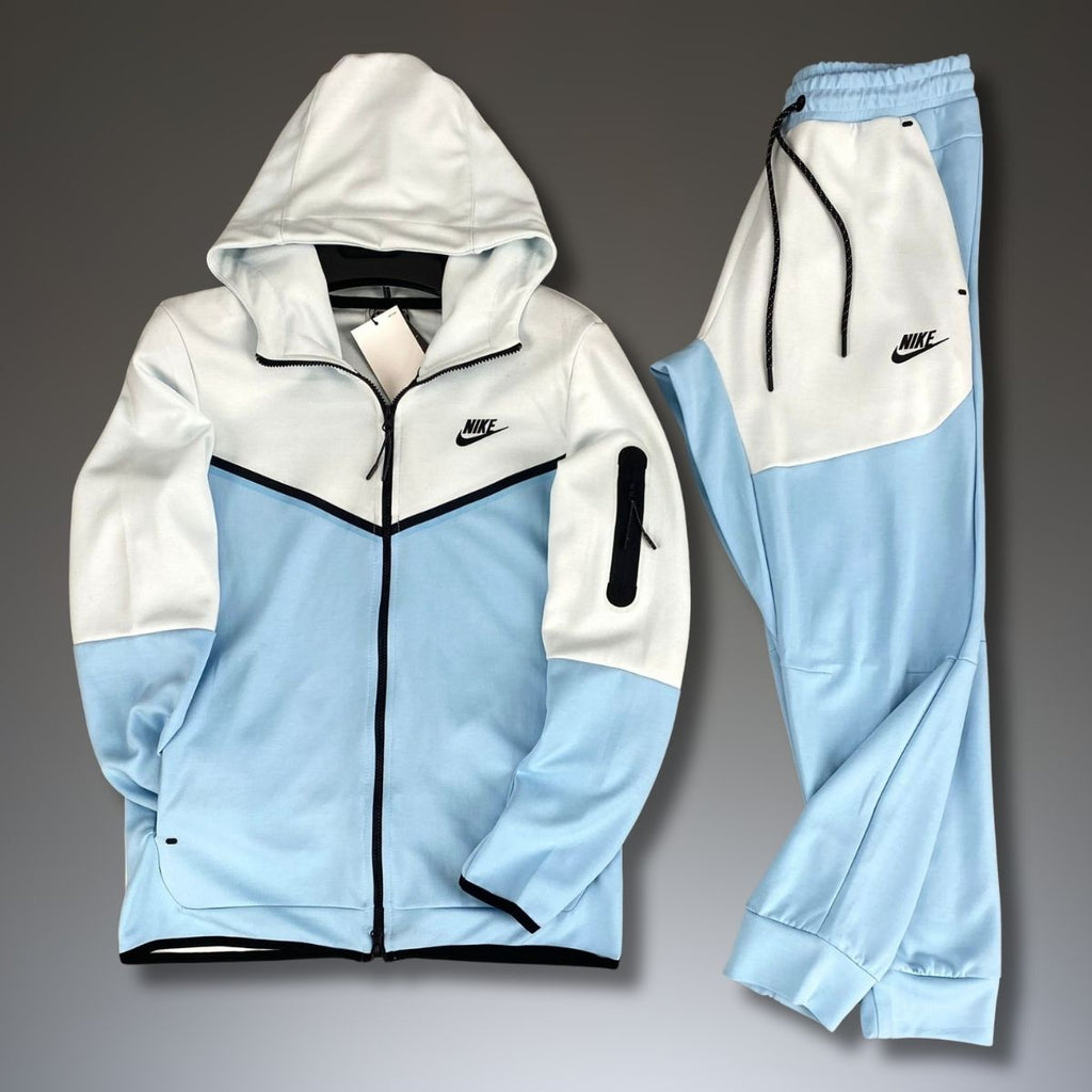 Pánska tepláková súprava Nike Tech Fleece, biela a svetlomodrá. Prémiová kvalita