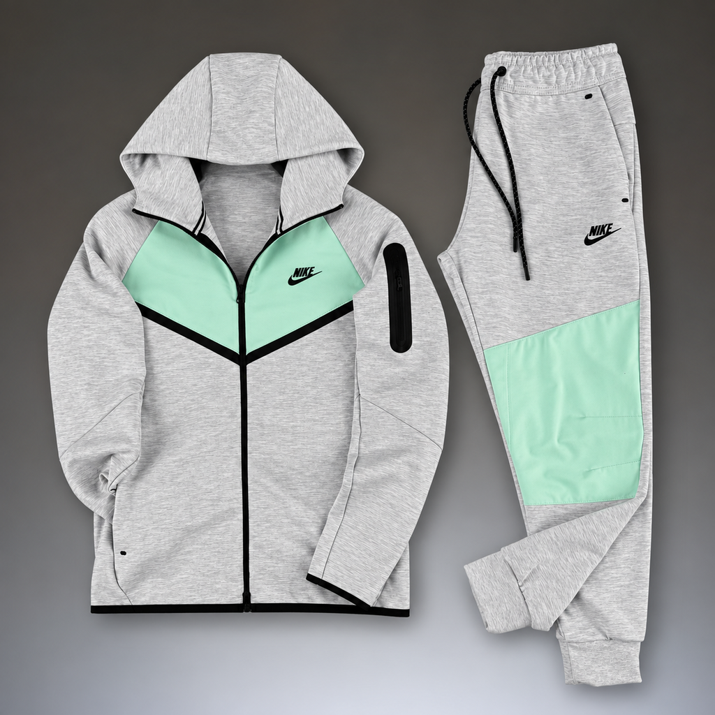 Nike Tech Fleece pánska športová súprava, klasická sivá - mätová. Model 2024. Prémiová kvalita
