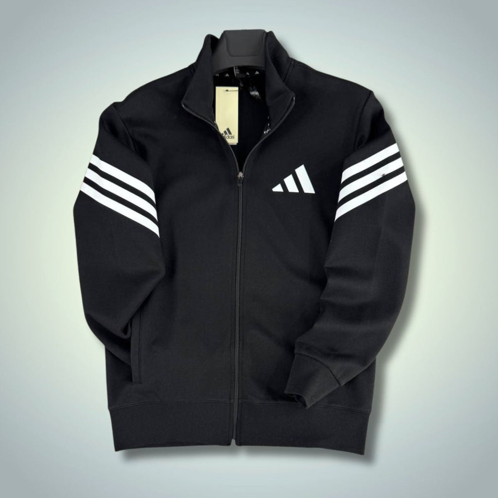 Pánska mikina Adidas, vertikálne pruhy, čierna. Prémiová kvalita