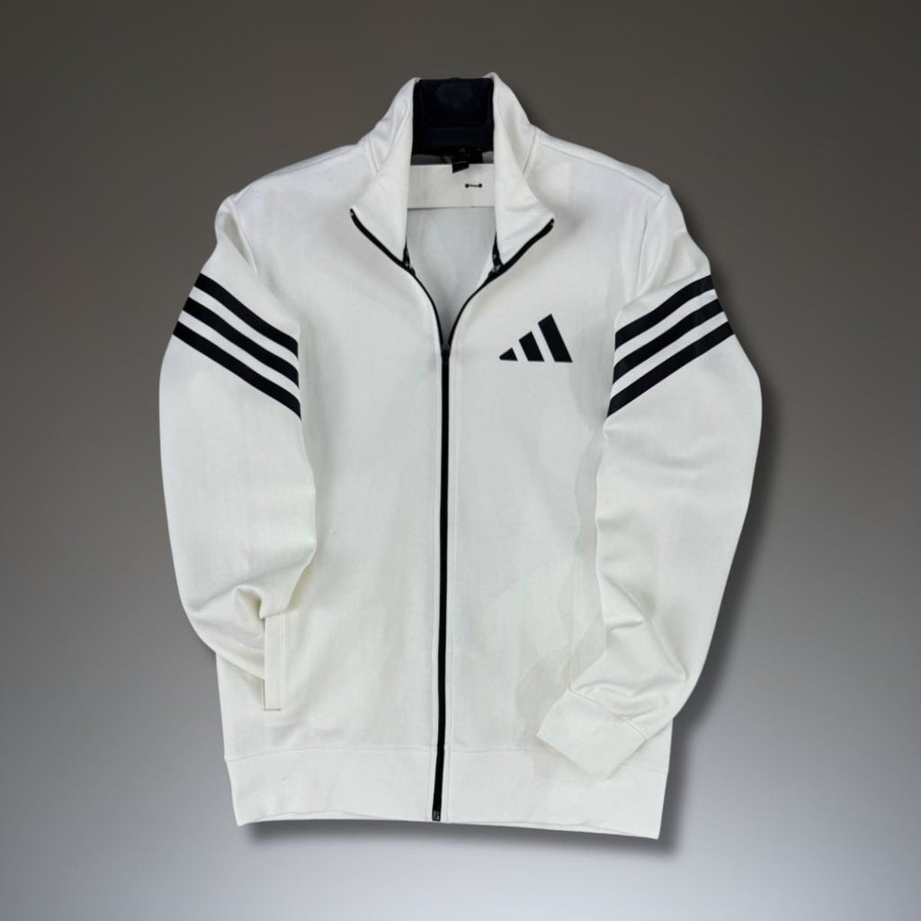 Pánska mikina Adidas, vertikálne pruhy, biela. Prémiová kvalita