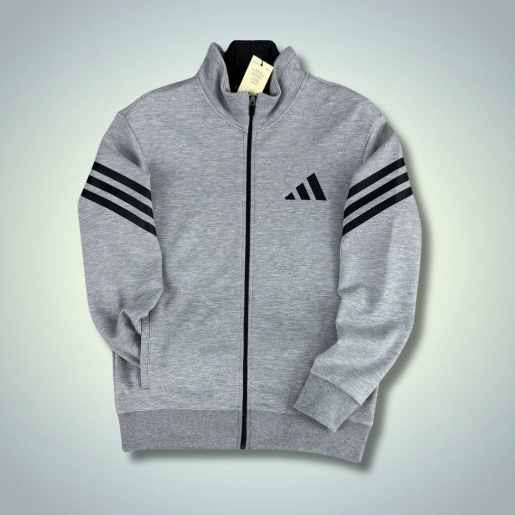Pánska mikina Adidas, vertikálne pruhy, klasická sivá. Prémiová kvalita