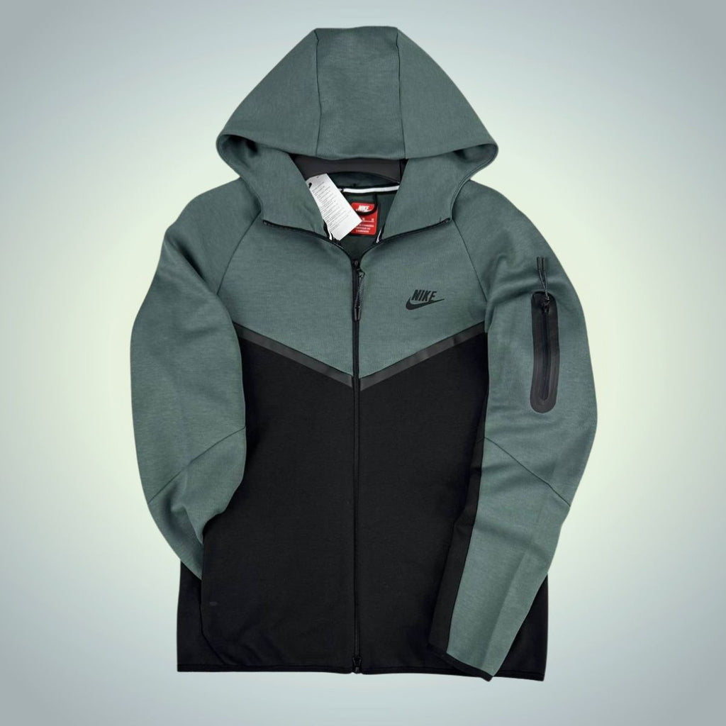 Pánska mikina Nike Tech Fleece, šalviovo zelené a čierne, Model 2024. Prémiová kvalita