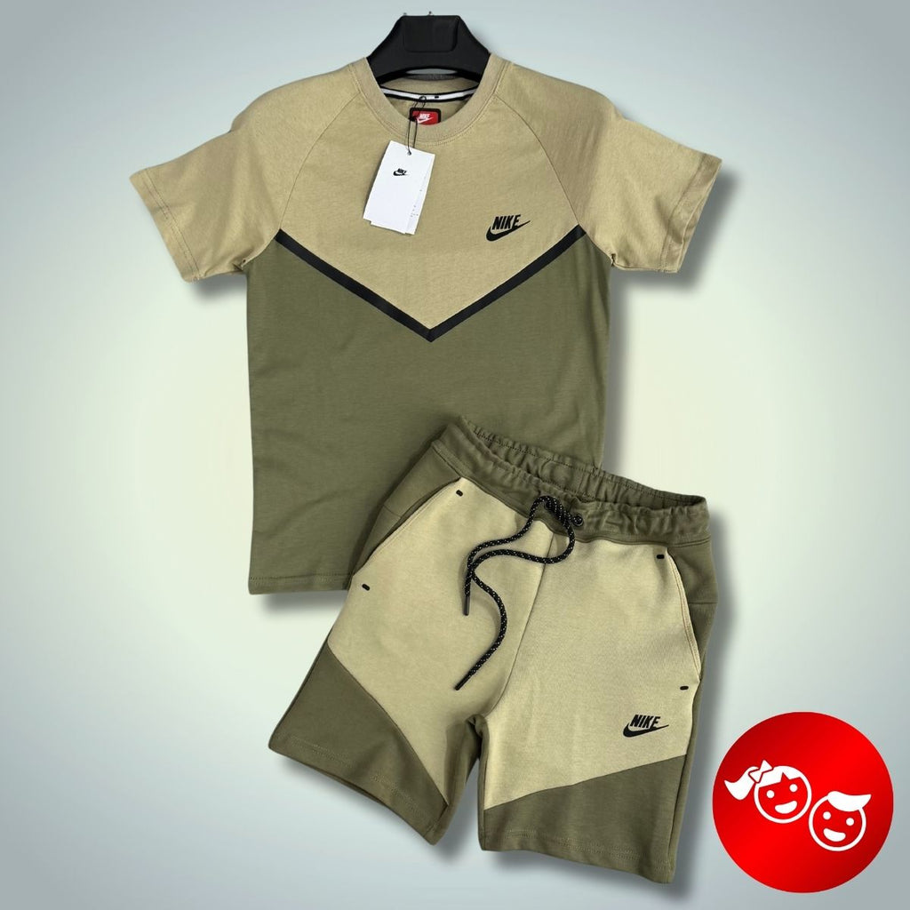 Nike Tech Fleece detský set so šortkami, tmavo zelená - olivovo zelená. Prémiová kvalita