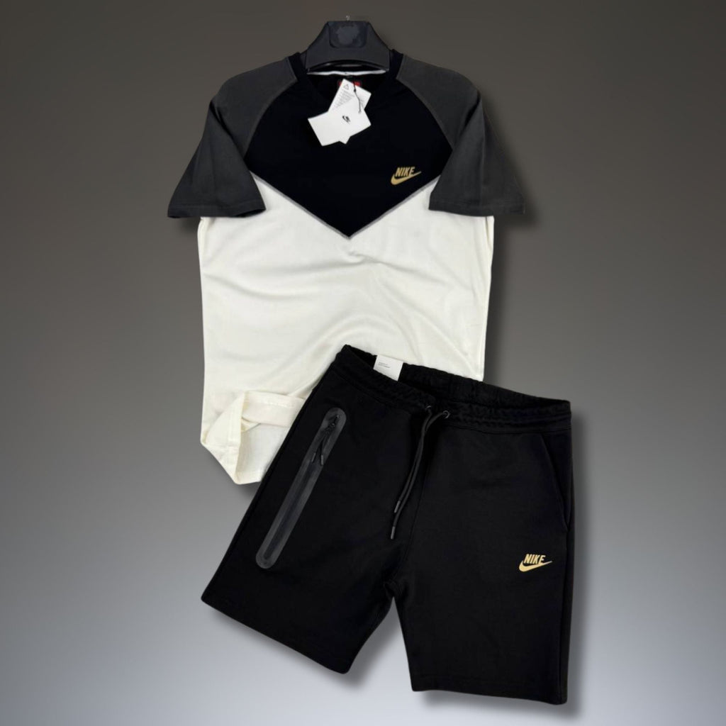 Nike Tech Fleece pánska krátka športová súprava, grafitovo-bielo-čierna. Premium kvalita