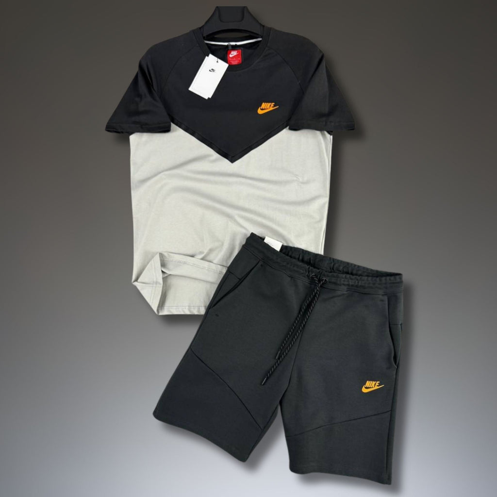 Nike Tech Fleece pánska krátka športová súprava, grafitovo-béžová. Premium kvalita