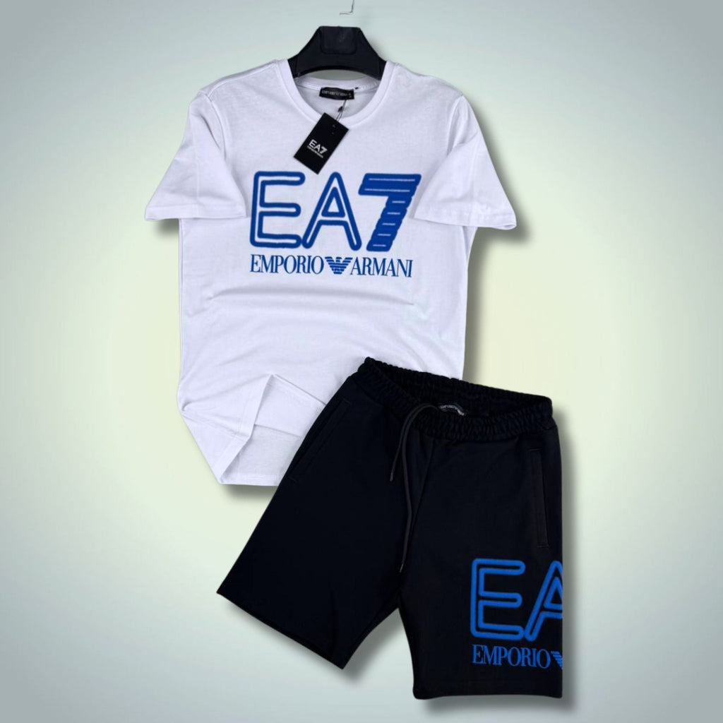EA7 pánsky krátky športový set, čierno-biely. Premium kvalita