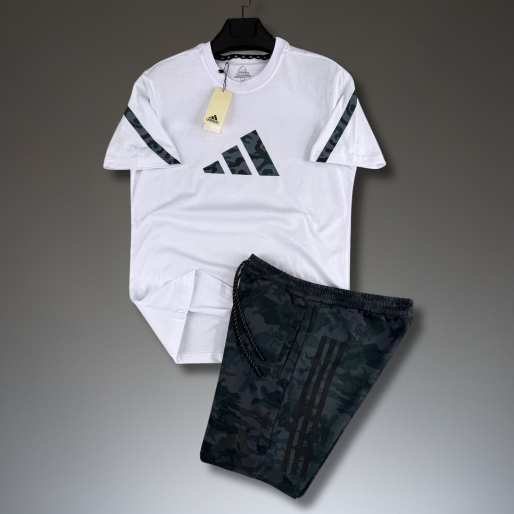 Adidas Z.N.E. pánsky krátky športový set, kamuflážový vzor, bielo-sivý. Premium kvalita