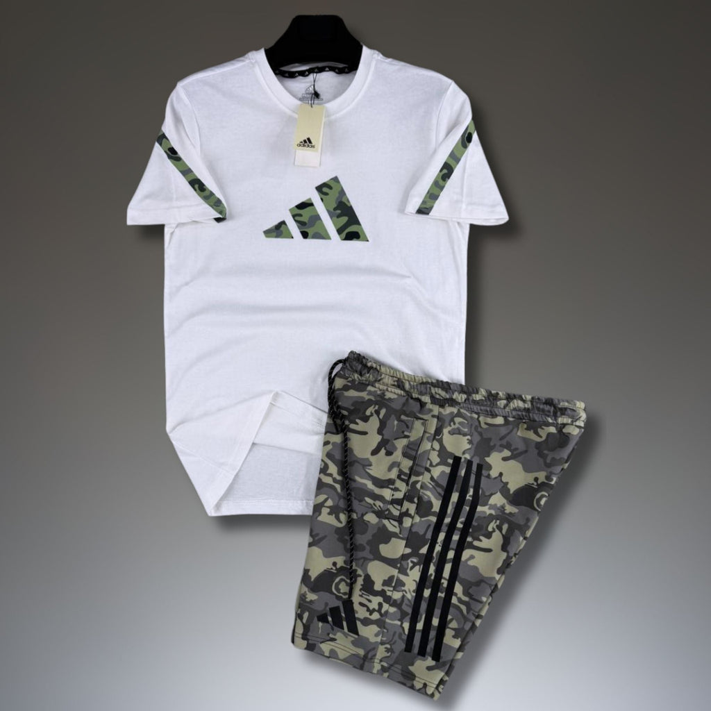 Adidas Z.N.E. pánsky krátky športový set, kamuflážový vzor, bielo-zelený. Premium kvalita
