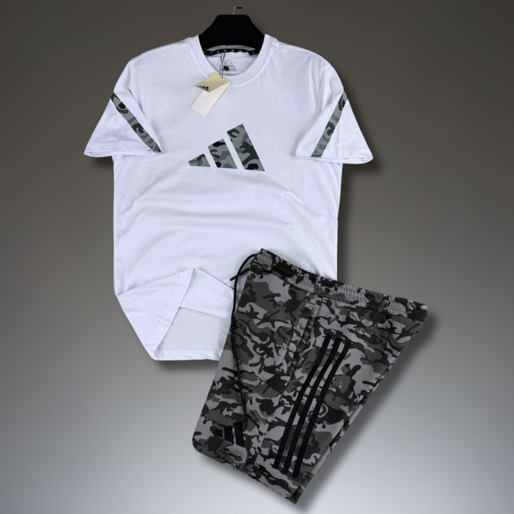 Adidas Z.N.E. pánsky krátky športový set, kamuflážový vzor, bielo-sivý. Premium