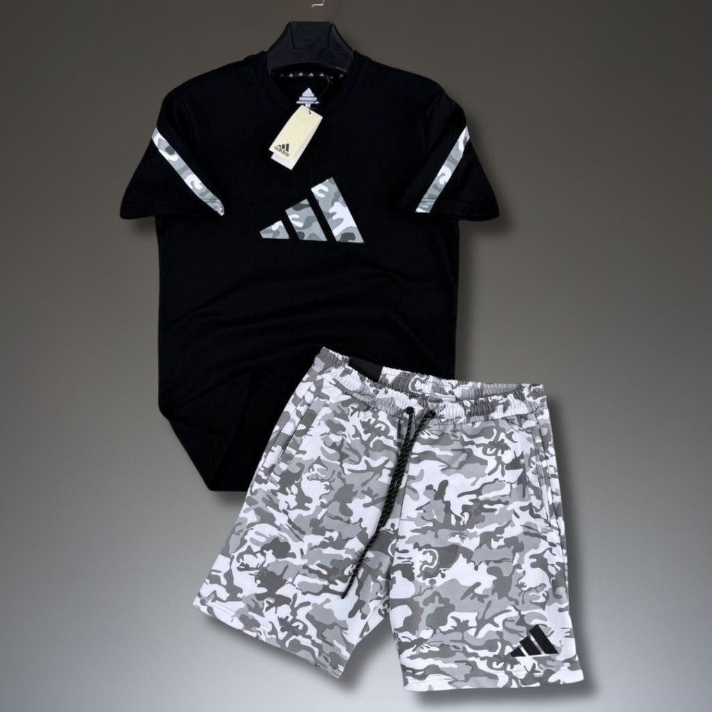 Adidas Z.N.E. pánsky krátky športový set, kamuflážový vzor, čierno-biely. Premium kvalita