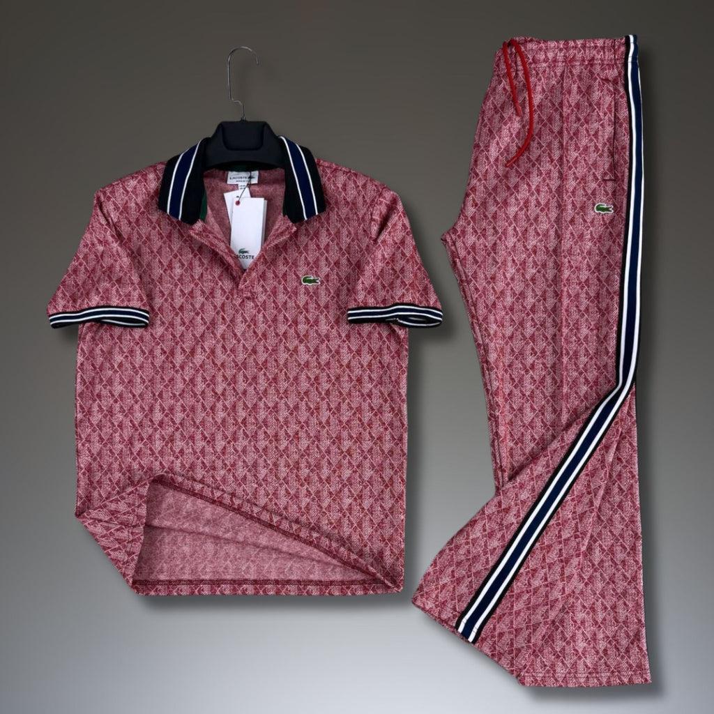 Lacoste pánsky letný športový set, Jacquard polo, červený. Premium kvalita