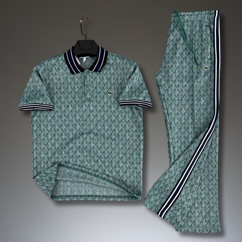 Lacoste pánsky letný športový set, Jacquard polo, zelený. Premium kvalita