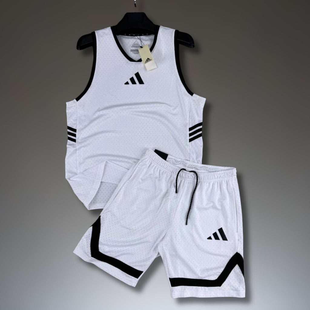 Adidas pánsky krátky športový set s tielkom, biely. Dri-Fit. Premium kvalita