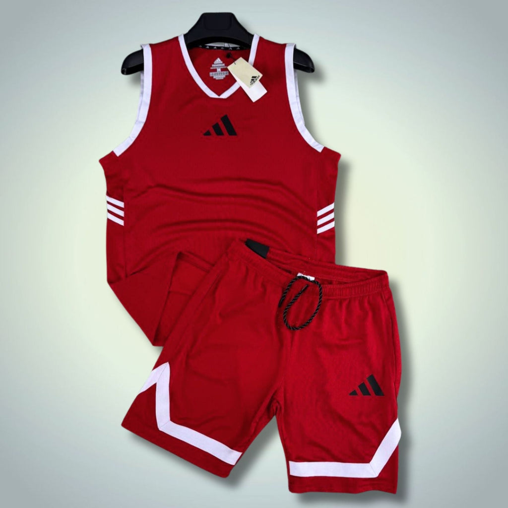 Adidas pánsky krátky športový set s tielkom, červený. Dri-Fit. Premium kvalita