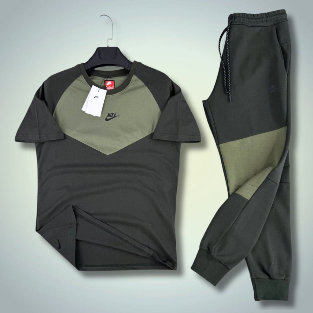 Nike Tech Fleece pánsky letný športový set, tmavozelený-olivovo zelený. 2026. Premium kvalita