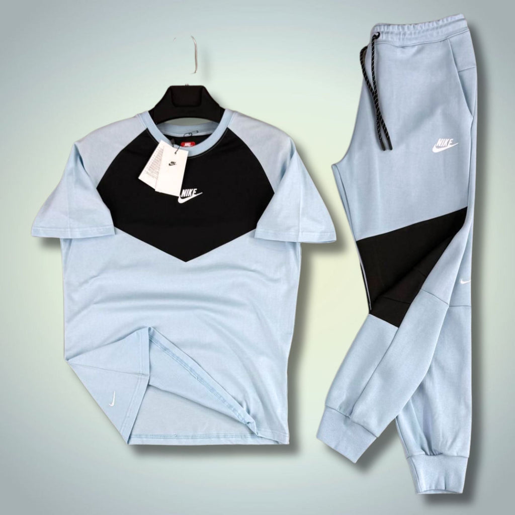 Nike Tech Fleece pánsky letný športový set, svetlomodro-čierny. 2026. Premium kvalita