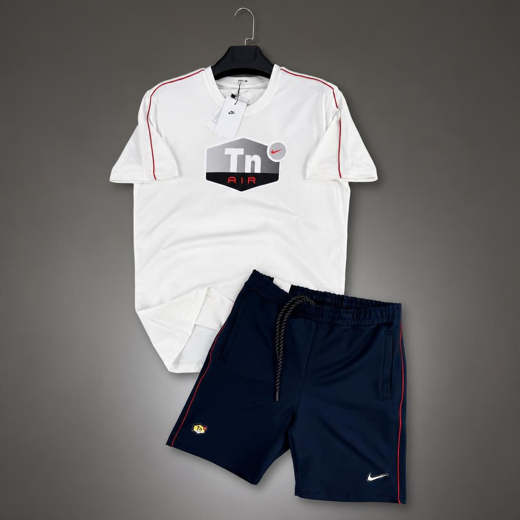 Nike TN Big Logo pánska krátka športová súprava, bielo-tmavomodrá. Premium kvalita