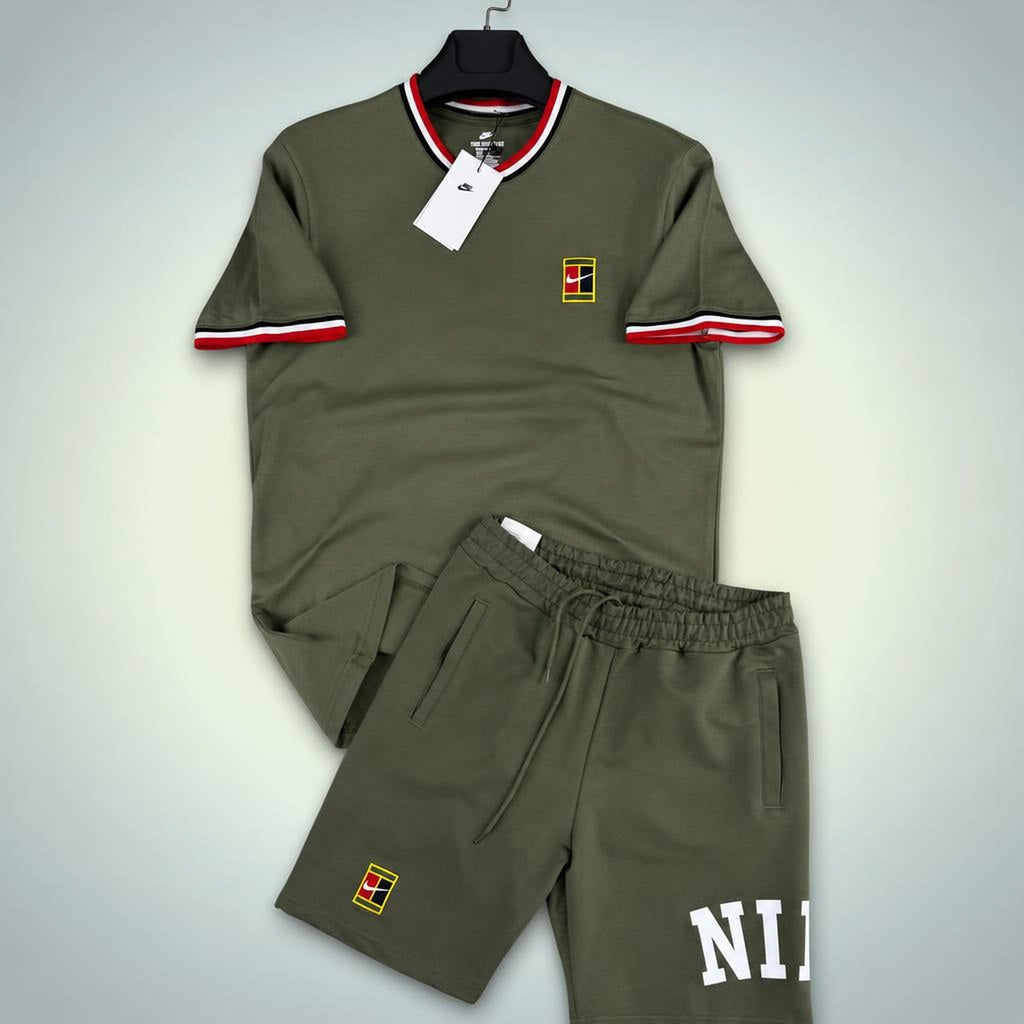 Nike Tennis pánska krátka športová súprava, olivovo zelená. Premium kvalita