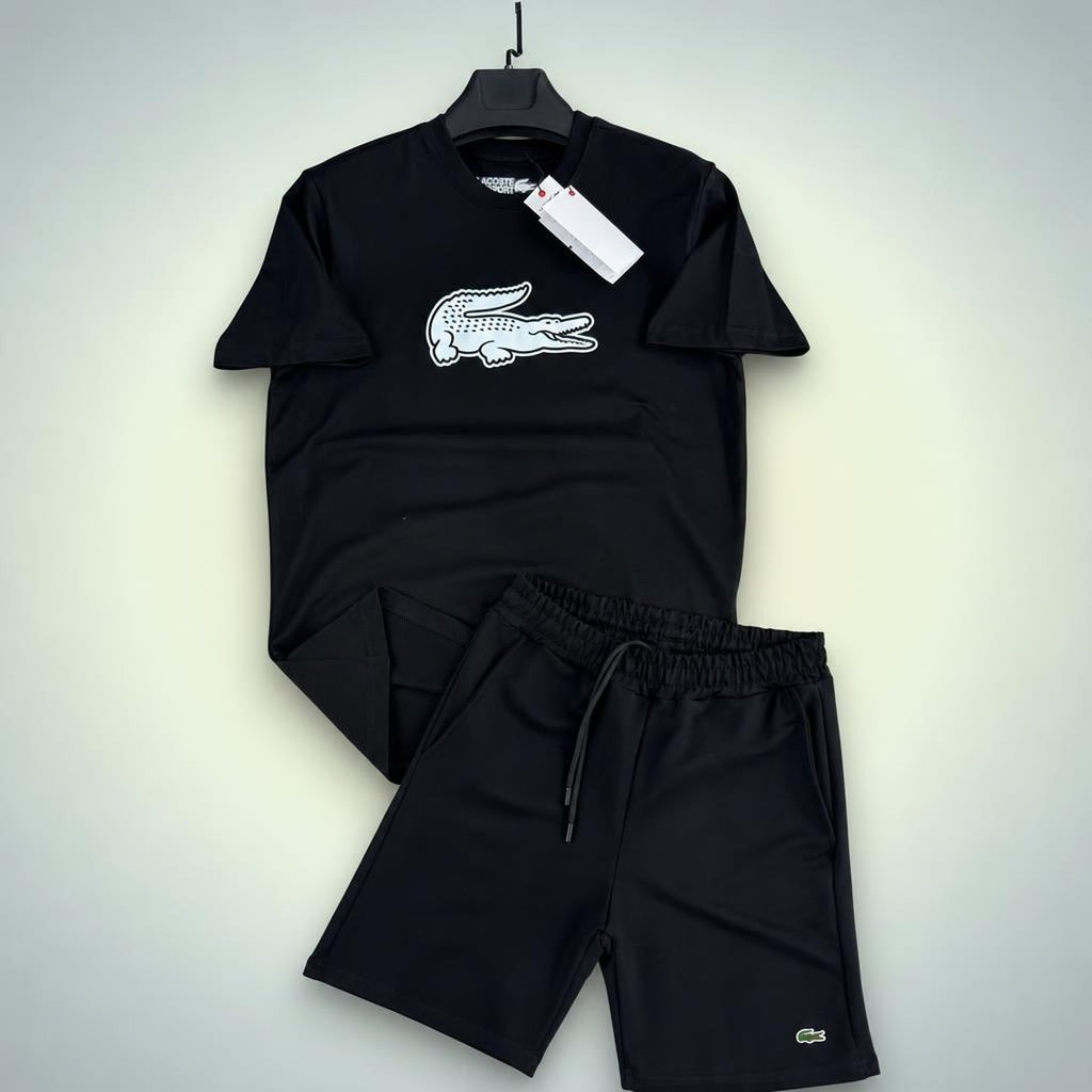 Lacoste Big Logo pánska krátka športová súprava, čierna. Premium kvalita