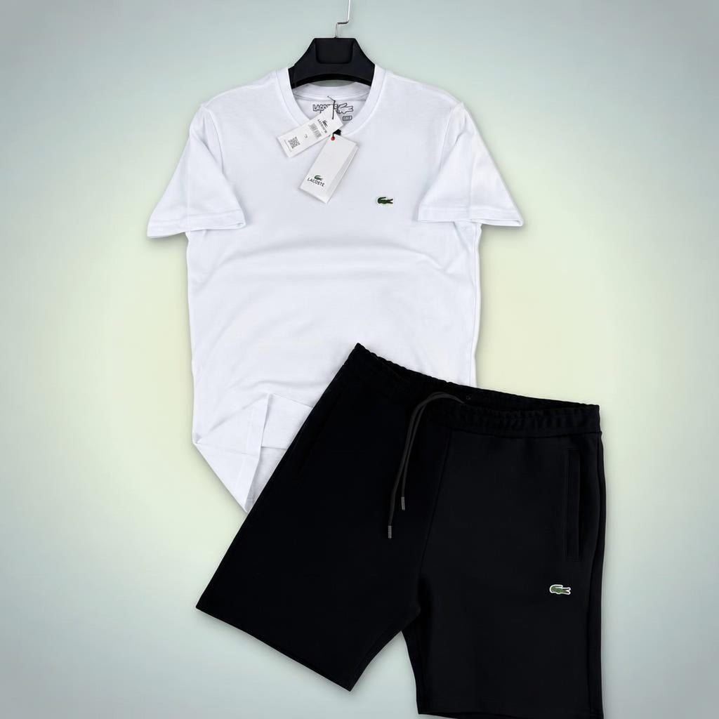 Lacoste Classic pánska krátka športová súprava, Bielo-čierna. Premium kvalita
