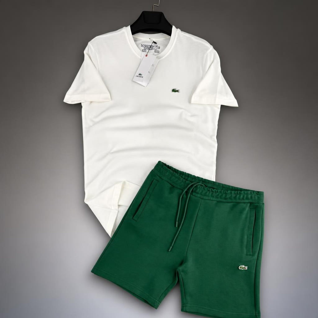 Lacoste Classic pánska krátka športová súprava, bielo-zelená. Premium kvalita