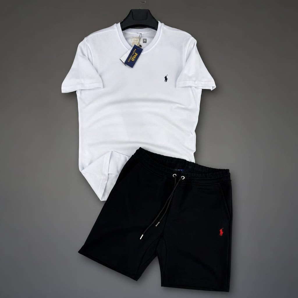 Ralph Lauren Classic pánska krátka športová súprava, Bielo-čierna. Premium kvalita