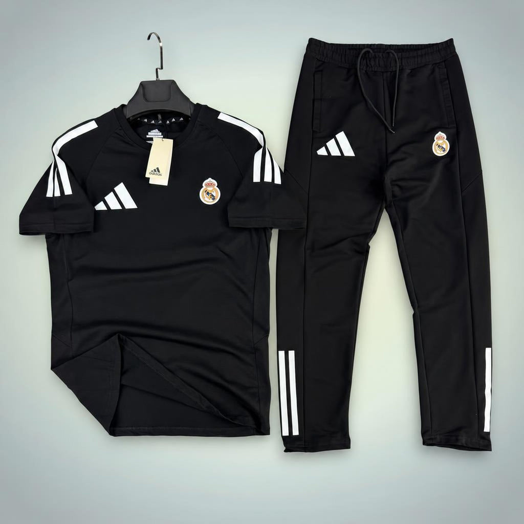 Adidas Real Madrid pánska letná tepláková súprava, čierna. Prémiová kvalita