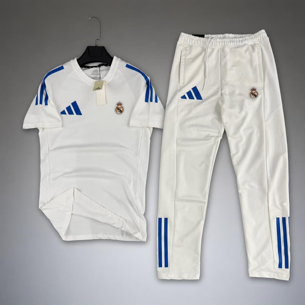 Adidas Real Madrid pánska letná tepláková súprava, biela. Prémiová kvalita