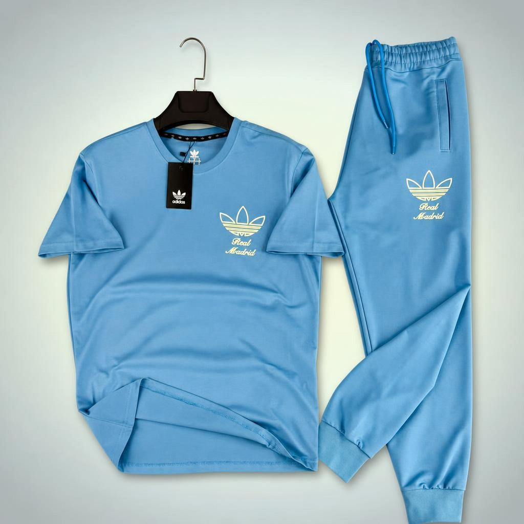 Adidas Real Madrid Street style pánska letná tepláková súprava, modrá. Prémiová kvalita