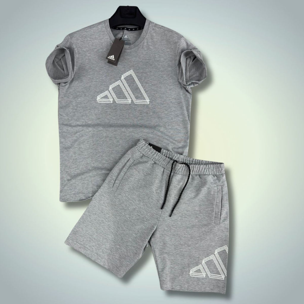 Adidas pánsky set so šortkami, klasická sivá. Prémiová kvalita